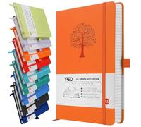 A5 Journal Notebook Graph Paper, 200 Pages Leather Squared Journal Notebook for Women Men, Hardback Note Book with 80GSM Grid Paper, No Bleed for Writing, Notepad for Office School Supplies, Orange