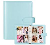 A5 Kpop Photocard Binder 240 Card Slots, PU Leather Magnetic Closure Album for Trading Cards, Mint Blue Collector Organizer with 30 Refill Pages