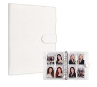 A5 Kpop Photocard Binder 6 Ring Album with 25 Pages (4 Pockets per Page, 100 Card Slots) PU Leather Cover & Magnetic Buckle White Ideal Gift for K-pop Fans, Organise Display Trading Cards & Photos