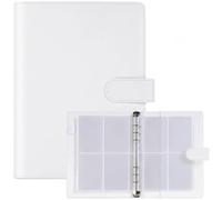 A5 Kpop Photocard Binder, 6-Ring Album with 30 Double-Sided 4-Pocket Card Pages, 240 Card Slots, PU Leather Cover with Magnetic Buckle Closure, for K-Pop Trading & Game Cards (White)