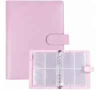 A5 Kpop Photocard Binder, 6-Ring Album with 30 Double-Sided 4-Pocket Card Pages, 240 Card Slots, PU Leather Cover with Magnetic Buckle Closure, for K-Pop Trading & Game Cards (Pink)