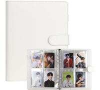 A5 Kpop Photocard Binder, 6 Ring Binder Album with 200 Card Slots, PU Leather Binder Cover with Magnetic Buckle Closure for Organizing Trading Cards (White)