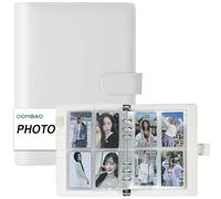 A5 Kpop Photocard Binder, 6 Ring Binder Collector’s Album with 240 Card Slots, PU Leather Binder Cover for Organizing K-Pop, Trading Cards, Game Cards & Memorabilia (White)