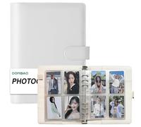 A5 Kpop Photocard Binder, 6 Ring Binder Collector’s Album with 240 Card Slots, PU Leather Binder Cover for Organizing K-Pop, Trading Cards, Game Cards & Memorabilia (White)