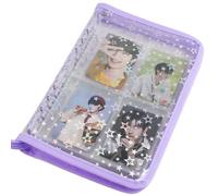 A5 Kpop Photocard Binder with 25 Inner Pages 4-Pocket Card Pages, 6 Ring A5 Binder Card Collector Album with 200 Card Slots, PVC Binder Cover with Zipper for Organizing Trading Card (Purple)