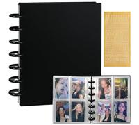 A5 Kpop Photocard Binder with 30 Pack 4-Pocket Card Pages, 6 Ring A5 Binder Card Collector Album with 240 Slots for Organizing Trading Card (Black)