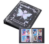 A5 Kpop Photocard Binder with 40 Pcs Double-Sided 4-Pocket Photo Card Inner Sleeves Holds 320 Cards, 6 Ring Kpop Photocard Holder Book Albums for Organizing Picture Trading Card Coin Stamp, Black