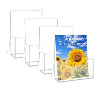 A5 Leaflet Holder, 4 Pack L-Shape Acrylic Sign Holder, Clear Acrylic Brochure Stand, Display Sands for Magazine Business Card Literature Pamphlet Booklets Menu