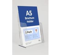 A5 Leaflet Holder Dispenser Free Standing Size (2 Pack) Clear Polypropylene Brochure Display Stand for Retail Office Reception Counter Desktop Literature Rack