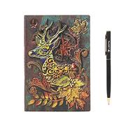 A5 Leather Journal Lined Notebook 3D Embossed Diary Handmade Travel Diary Vintage Writing Bound Hardcover Notebook Birthday Christmas for Men Women Kids Engraved Paper Notepad,Free Pen