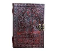 A5 Leather Journal with clasp stone Writing Pad Blank Notebook Handmade Notepad For Men & Women Unlined Paper Best Present Art Sketchbook Travel Diary To Write Book Of Shadows Refillable Grimoire