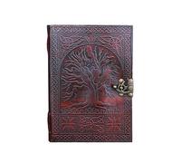 A5 Leather Journal with clasp Tree of life emboss Writing Pad Blank Notebook Handmade Notepad For Men & Women Unlined Paper Best Present Sketchbook Travel Diary To Write Book Of Shadows Refillable