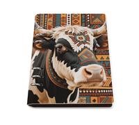 A5 Leather Notebook Refillable - PU Leather Binder Journal A5 Loose Leaf Notebook 6 Ring & 90 Pages Lined Paper, Aztec Ethnic Tribal Cow Planner for Writers, Work, Gift 6.9"x 9"