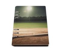 A5 Leather Notebook Refillable - PU Leather Binder Journal A5 Loose Leaf Notebook 6 Ring & 90 Pages Lined Paper, Baseball Sports Field Planner for Writers, Work, Gift 6.9"x 9"