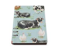 A5 Leather Notebook Refillable - PU Leather Binder Journal A5 Loose Leaf Notebook 6 Ring & 90 Pages Lined Paper, Light Blue Animal Planner for Writers, Work, Gift 6.9"x 9"