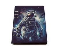 A5 Leather Notebook Refillable - PU Leather Binder Journal A5 Loose Leaf Notebook 6 Ring & 90 Pages Lined Paper, Space Astronaut Planner for Writers, Work, Gift 6.9"x 9"