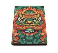 A5 Leather Notebook Refillable - PU Leather Binder Journal A5 Loose Leaf Notebook 6 Ring & 90 Pages Lined Paper, Chinese Lion New Year Planner for Writers, Work, Gift 6.9"x 9"