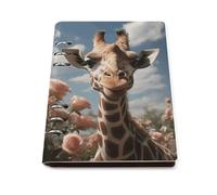 A5 Leather Notebook Refillable - PU Leather Binder Journal A5 Loose Leaf Notebook 6 Ring & 90 Pages Lined Paper, Beautiful Giraffe Planner for Writers, Work, Gift 6.9"x 9"
