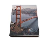A5 Leather Notebook Refillable - PU Leather Binder Journal A5 Loose Leaf Notebook 6 Ring & 90 Pages Lined Paper, San Francisco Golden Gate Bridge Planner for Writers, Work, Gift 6.9"x 9"