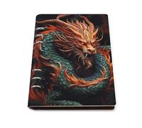A5 Leather Notebook Refillable - PU Leather Binder Journal A5 Loose Leaf Notebook 6 Ring & 90 Pages Lined Paper, Chinese Dragon Planner for Writers, Work, Gift 6.9"x 9"