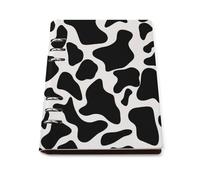 A5 Leather Notebook Refillable - PU Leather Binder Journal A5 Loose Leaf Notebook 6 Ring & 90 Pages Lined Paper, Cow Spot Planner for Writers, Work, Gift 6.9"x 9"