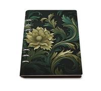 A5 Leather Notebook Refillable - PU Leather Binder Journal A5 Loose Leaf Notebook 6 Ring & 90 Pages Lined Paper, Dark Green And Green Style Planner for Writers, Work, Gift 6.9"x 9"