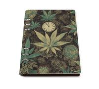 A5 Leather Notebook Refillable - PU Leather Binder Journal A5 Loose Leaf Notebook 6 Ring & 90 Pages Lined Paper, A Puff in Time Weed Marijuana Planner for Writers, Work, Gift 6.9"x 9"