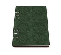 A5 Leather Notebook Refillable - PU Leather Binder Journal A5 Loose Leaf Notebook 6 Ring & 90 Pages Lined Paper, Hunter Green Floral Petals Pattern Planner for Writers, Work, Gift 6.9"x 9"