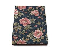 A5 Leather Notebook Refillable - PU Leather Binder Journal A5 Loose Leaf Notebook 6 Ring & 90 Pages Lined Paper, Green Floral Pattern Planner for Writers, Work, Gift 6.9"x 9"