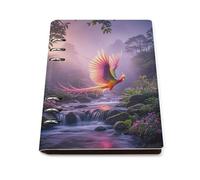 A5 Leather Notebook Refillable - PU Leather Binder Journal A5 Loose Leaf Notebook 6 Ring & 90 Pages Lined Paper, Phoenix Is Flying Planner for Writers, Work, Gift 6.9"x 9"