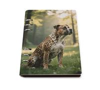 A5 Leather Notebook Refillable - PU Leather Binder Journal A5 Loose Leaf Notebook 6 Ring & 90 Pages Lined Paper, Animal Print Pit Bull Planner for Writers, Work, Gift 6.9"x 9"
