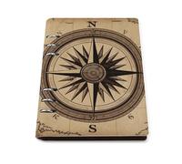 A5 Leather Notebook Refillable - PU Leather Binder Journal A5 Loose Leaf Notebook 6 Ring & 90 Pages Lined Paper, Compass Wind Road Map Planner for Writers, Work, Gift 6.9"x 9"
