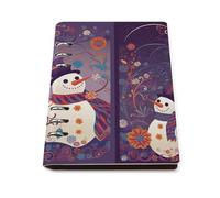 A5 Leather Notebook Refillable - PU Leather Binder Journal A5 Loose Leaf Notebook 6 Ring & 90 Pages Lined Paper, Snowman And New Year Planner for Writers, Work, Gift 6.9"x 9"