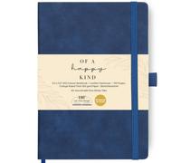 A5 Lined Leather Bound Writing Journal Blue Notebook 300 Pages 5.8x8.3"
