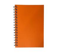 A5 Lined Notebooks Set of 6 - Twin Wire Bound Hard Cardboard Cover, 140 Ruled Pages (68 GSM) - Durable Spiral Writing Pads for Office Meetings, Study Notes, Journaling, Business & Home (Orange, A5)