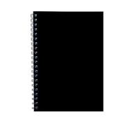 A5 Lined Notebooks Set of 6 - Twin Wire Bound Hard Cardboard Cover, 140 Ruled Pages (68 GSM) - Durable Spiral Writing Pads for Office Meetings, Study Notes, Journaling, Business & Home (Black, A5)