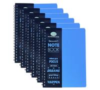 A5 Lined Notebooks Set of 6 - Twin Wire Spiral Writing Pads with Durable Poly Cover, 140 Ruled Pages (68 GSM) - Lightweight Notepad for School, Office, Meetings, Journaling & Daily Use (Blue, A5)