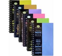 A5 Lined Notebooks Set of 6 - Twin Wire Spiral Writing Pads with Durable Poly Cover, 140 Ruled Pages (68 GSM) - Lightweight Notepad for School, Meetings, Journaling & Daily Use (Assorted Pack, A5)