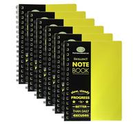 A5 Lined Notebooks Set of 6 - Twin Wire Spiral Writing Pads with Durable Poly Cover, 140 Ruled Pages (68 GSM) - Lightweight Notepad for School, Office, Meetings, Journaling & Daily Use (Yellow, A5)