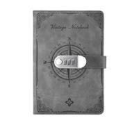 A5 Lockable Journal, Retro PU Leather Password Book, Private Planner Diary