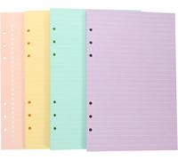 A5 Loose-Leaf Refill Paper Set, 160 Sheets 6-Hole Colorful Lined and Grid Filler Inserts for Ring Binder Notebooks