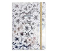 A5 Luxury Lined Notebook By Rachel Ellen School Office Gift -Lustre Silver Floral Design