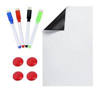 A5 Magnetic Whiteboard for Fridge, Small White Boards with 4 Marker Pen & 4 Magnet Self Adhesive Dry Erase Lapboard Mini Planning Board for Refrigerator Kids Students Teacher Classroom Home Office