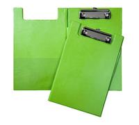 Janrax Neon Green Foldover Clipboard - A5 Folding Clipboard with Front Cover, Inside Pocket & Hanging Hook