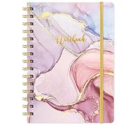 A5 Notebook - Artfan Notebook A5 Twin-Wire Binding, Elastic Closure, Premium Lined Pages, 21 cm × 16 cm, Pink and Gold