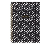 A5 Notebook Black & White Polka Dots Notes Planner Wiro Bound Journal Notepad Study Work Pad