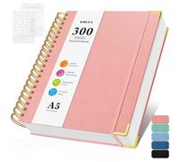 A5 Notebook, Bullet Dotted Journal Notebooks, 300 Pages Leather Note Book, 120 GSM Thick No Bleed Through Paper Journals, Small Dot Grid Notebook for Women Men School Office Writing, 14 x 21cm, Pink