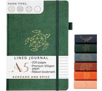 A5 Notebook by Avocado and Spice® - A5 Journal Notebook Journals for Women and Men - Travel Journal Hard Back Notebook Lined A5-200 Thick Pages (Green, Lined)