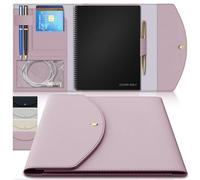 A5 Notebook Cover for Rocketbook, Planner & Journal - Slim Vegan Leather Folio with Pen Loop, Card Slots & Pockets - Fits Rocketbook Core, Panda, Fusion & Most 6" x 8.8" Notebooks