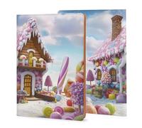 A5 Notebook Cover Leather Candy House Printed, Refillable Premium PU Leather Journal Cover 5x8in, Hardcover Case Protector for 5.6x8.1in Diary - Reusable Gift